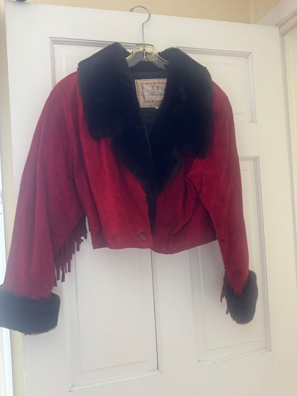 Red suede cropped jacket